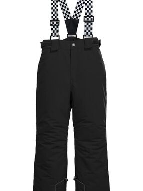 New Women’s GSOU SNOW Black Ski Pants with Checkerboard Suspenders XS
